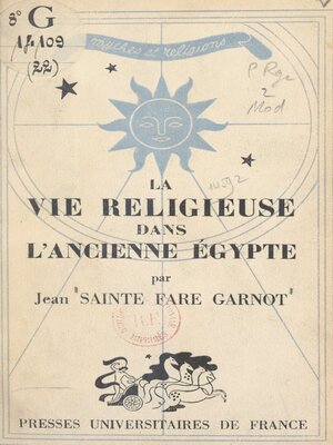 cover image of La vie religieuse dans l'ancienne Égypte